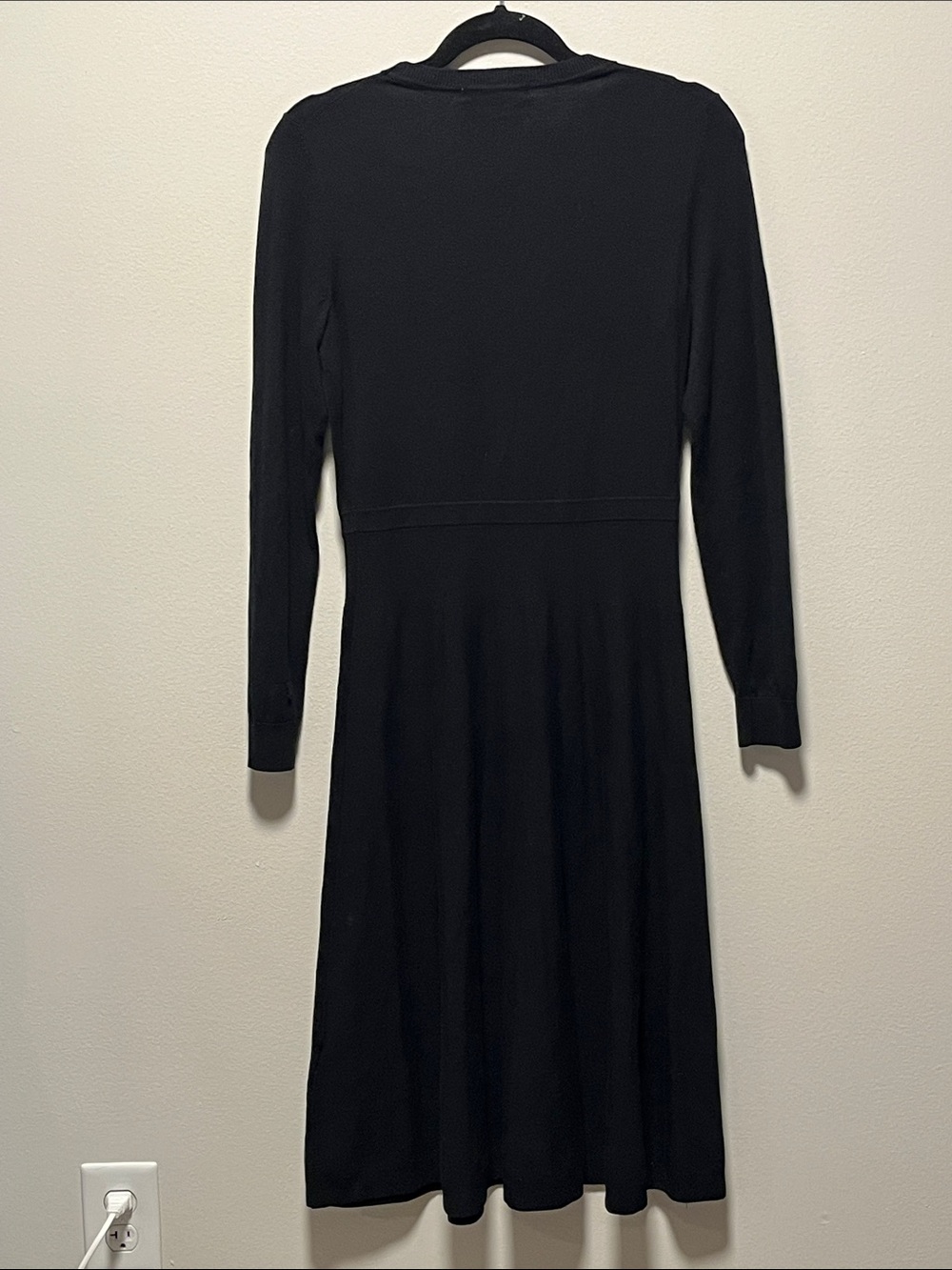 BODEN Knitted Fit and Flare Midi Dress, Long Sleeves, Black, Size - Picture 8 of 9